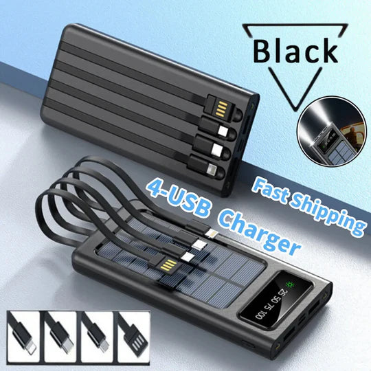 CARGADOR PORTATIL Power Bank SOLAR 4 EN 1 Linterna + Panel Solar📳